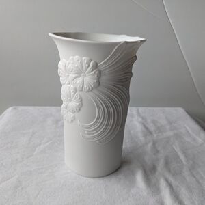 Vintage Kaiser Germany M Frey Design Embossed Floral White Porcelain Vase